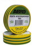 Изолента ПВХ желто-зеленая 18 мм X 18,2 м ABRO